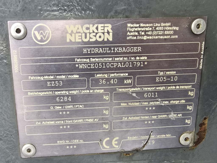 Zdjęcie przedmiotu: Wacker Neuson EZ53 crawler excavator