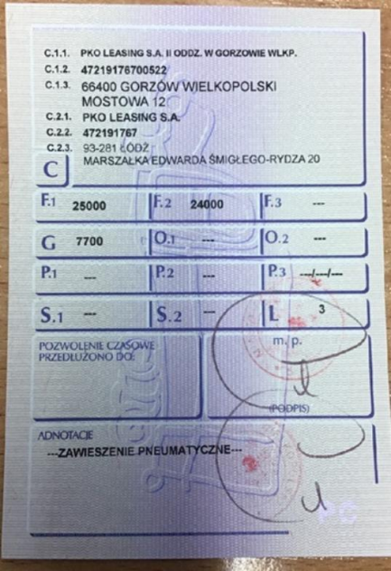 Zdjęcie przedmiotu: ROLFO HERCULES C3 GEGCBEDA 24.0t Oświadczenie o utracie DR