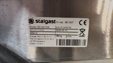 Zdjęcie przedmiotu: Stalgast 801507 universal dishwasher with steamer, detergent dispenser, discharge pump, P 4.9/3.4 kW, U 400/230 V