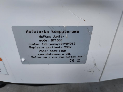 Zdjęcie przedmiotu: HAFTEX BF1500 computer embroidery machine