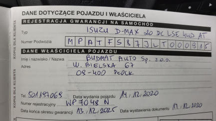 Zdjęcie przedmiotu: Isuzu D-Max 1.9 d DC LSE aut