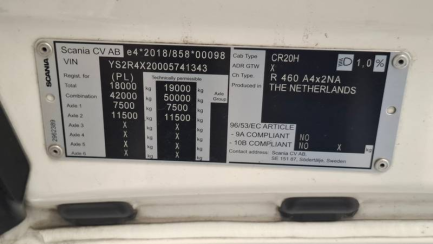 Zdjęcie przedmiotu: SCANIA R460 Super E6 18.0t 4x2 NA Highline