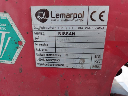 Zdjęcie przedmiotu: Nissan PJ01A18 stacker truck