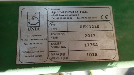 Zdjęcie przedmiotu: Tractor mounted sprayer Agromet Pilmet Sp z o.o. REX 1215