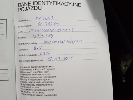 Zdjęcie przedmiotu: Lexus RX200T