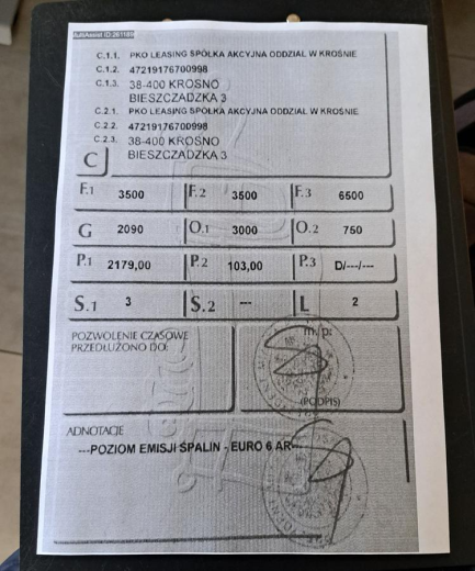 Zdjęcie przedmiotu: Opel Movano Heavy 2.2 Diesel E6.4 3.5t L4H2 Oświadczenie o utracie DR