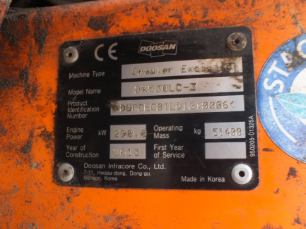 Zdjęcie przedmiotu: Koparka gąsiennicowa DOOSAN DX530 LC-3 CRAWLER EXCAVATOR