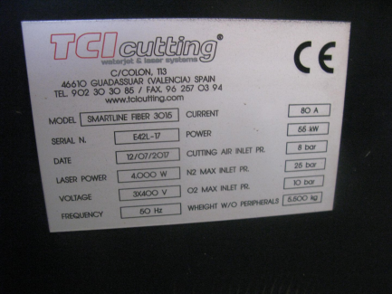Zdjęcie przedmiotu: TCI Cutting Smartline Fiber 3015 industrial laser cutter