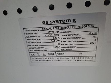 Zdjęcie przedmiotu: Холодильні полиці ES SYSTEM K RCH HERCULES 76.206 3.75 &ndash; 4 шт.