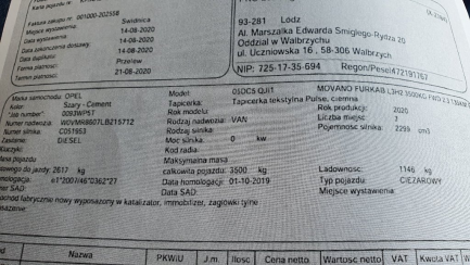 Zdjęcie przedmiotu: Opel Movano BiTurbo CDTI Euro 6 2299ccm - 136HP 3,5t L3H2