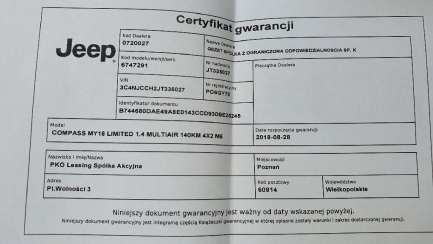 Zdjęcie przedmiotu: Jeep Compass 1.4 TMair Limited FWD S&S