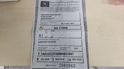 Zdjęcie przedmiotu: Audi A8 50 TDI mHEV Quattro Tiptr. Declaration of loss of registration certificate