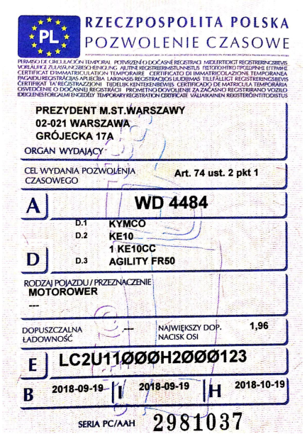 Zdjęcie przedmiotu: KYMCO Agility FR 50 2T