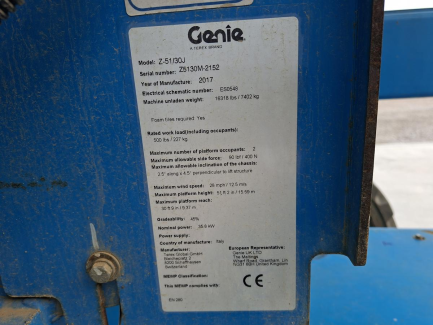 Zdjęcie przedmiotu: Електричний колінчастий підйомник GENIE Z-51/30J