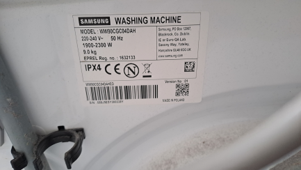 Zdjęcie przedmiotu: Washing machine SAMSUNG WW90CGC04DAH AI Energy EcoBubble 9kg 1400 rpm