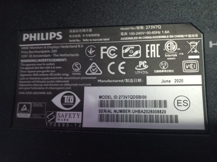 Zdjęcie przedmiotu: 27" Philips 273V7QDSB/00 LED monitor