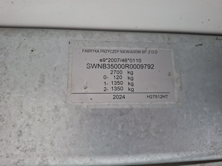 Zdjęcie przedmiotu: Przyczepa gastronomiczna NIEWIAD&Oacute;W B3500 Oświadczenie o utracie DR