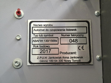 Zdjęcie przedmiotu: Automat do czopowania listewek Z.P.U.H. Jankowiak Anna Jankowiak ABAFIH 130/1500S