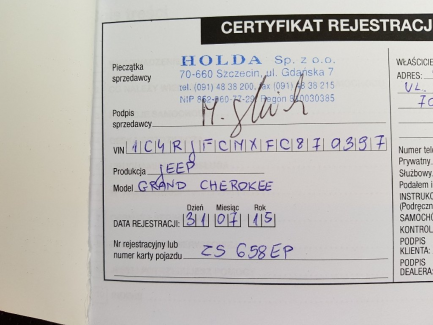 Zdjęcie przedmiotu: Jeep Grand Cherokee 3.0 CRD Overland