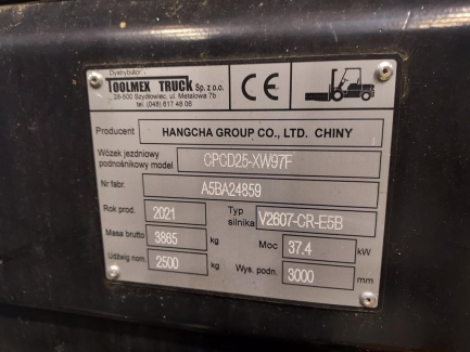 Zdjęcie przedmiotu: HANGCHA CPCD25-XW97F forklift with accessories