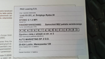 Zdjęcie przedmiotu: Kia STONIC 1.4 L