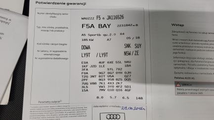 Zdjęcie przedmiotu: Audi A5 Sportback 2.0 TFSI Quattro Sport S tronic
