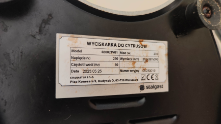 Zdjęcie przedmiotu: Stalgast 480021 citrus juicer