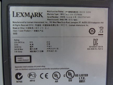 Zdjęcie przedmiotu: LEXMARK CS796de laser printer