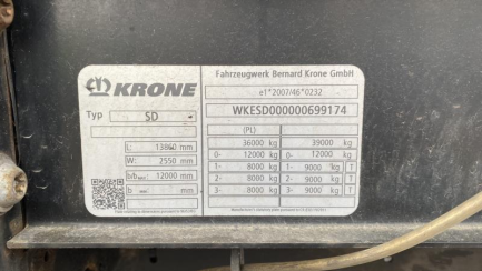 Zdjęcie przedmiotu: KRONE SDP 27 43.0t Dropside