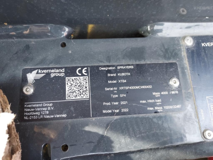 Zdjęcie przedmiotu: Kubota XTS4 trailed field sprayer with HSA 24/7 boom