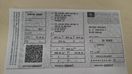 Zdjęcie przedmiotu: Lamborghini Urus Oświadczenie o utracie DR