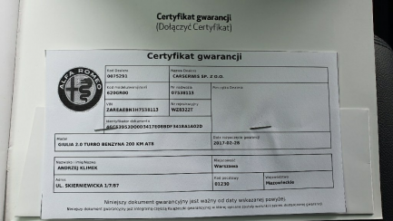 Zdjęcie przedmiotu: ALFA ROMEO GIULIA 2.0 Turbo aut