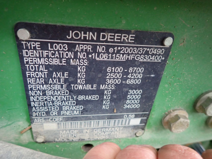 Zdjęcie przedmiotu: Ciągnik rolniczy JOHN DEERE 6115M L003