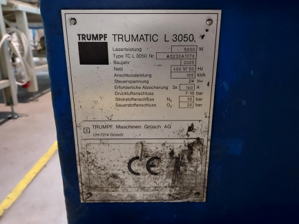 Zdjęcie przedmiotu: Wycinarka laserowa TRUMPF TRAUMATIC L3050