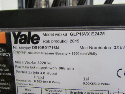 Zdjęcie przedmiotu: YALE GLP16VX E2425 diesel forklift