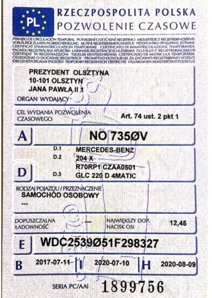 Zdjęcie przedmiotu: Mercedes-benz GLC 220 d 4Matic Oświadczenie o utracie DR