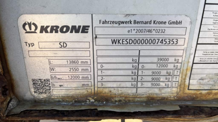 Zdjęcie przedmiotu: KRONE SD DA06CLNF 39.0t Cepik błąd w informacji o pojeździe