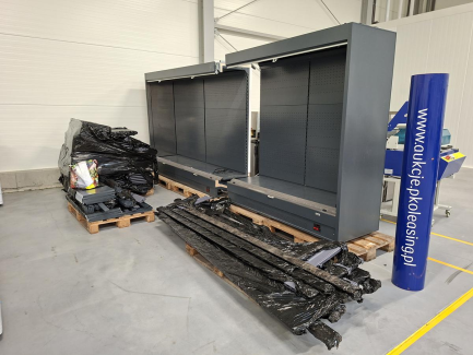 Set of shop shelves (refrigerated and metal)