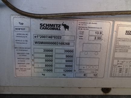 Zdjęcie przedmiotu: SCHMITZ SCB * S3T SCS 24 / L-13.62 E B curtain semi-trailer