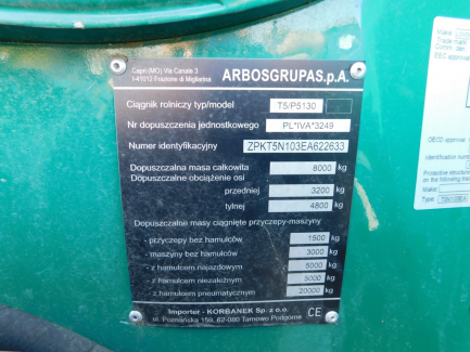 Zdjęcie przedmiotu: Agricultural tractor ARBOSGRUPA S.p.A. P5 T5 / P5 130