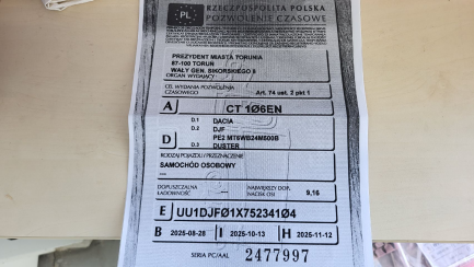 Zdjęcie przedmiotu: Dacia Duster 1.0 TCe Journey LPG Oświadczenie o utarcie DR