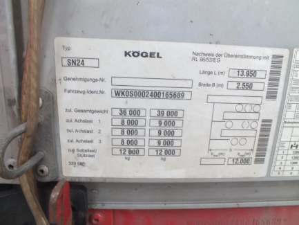 Zdjęcie przedmiotu: KOEGEL SN24 Curtain semi-trailer