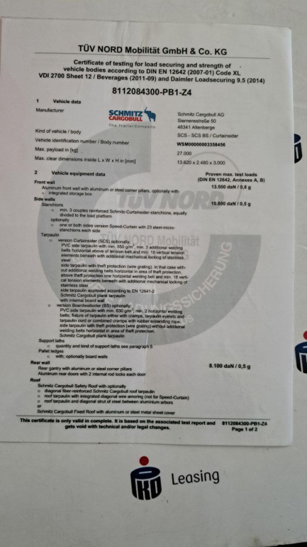 Zdjęcie przedmiotu: SCHMITZ SCB Skrzyniowa