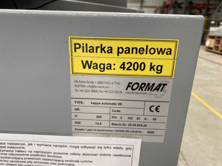 Zdjęcie przedmiotu: Format4 Kappa Автоматична 80 панельна пила