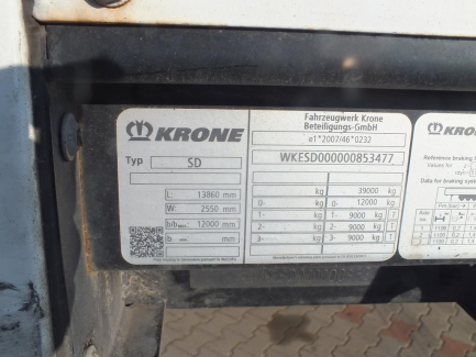 Zdjęcie przedmiotu: KRONE SD Curtain trailer