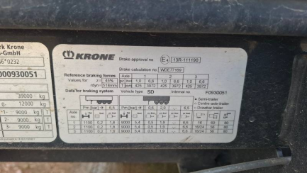 Zdjęcie przedmiotu: KRONE SDP 27 43.0t Dropside