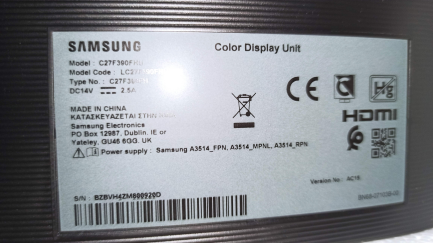 Zdjęcie przedmiotu: 27 -дюймовий світлодіодний монітор Samsung C27F390FHUX Вигнутий