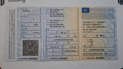 Zdjęcie przedmiotu: SYM JET-X 125 Oświadczenie o utracie DR