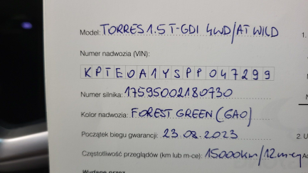 Zdjęcie przedmiotu: Ssangyong Torres 1.5 T-GDI Wild 4WD aut + LPG Brak dokument&oacute;w LPG