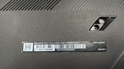 Zdjęcie przedmiotu: Notebook / Laptop MSI Laptop GF63 Thin 11UC-214XPL / 32 GB RAM / 512 GB SSD PCIe / 512 GB SSD / RTX3050